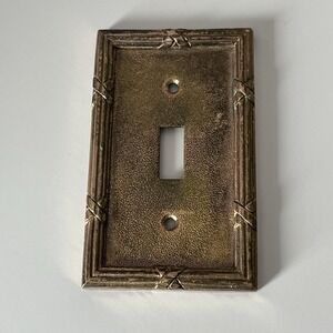 VTG Brass Antique Metal Light Switch Plate Wall Cover Single Pole Heavy Cottage